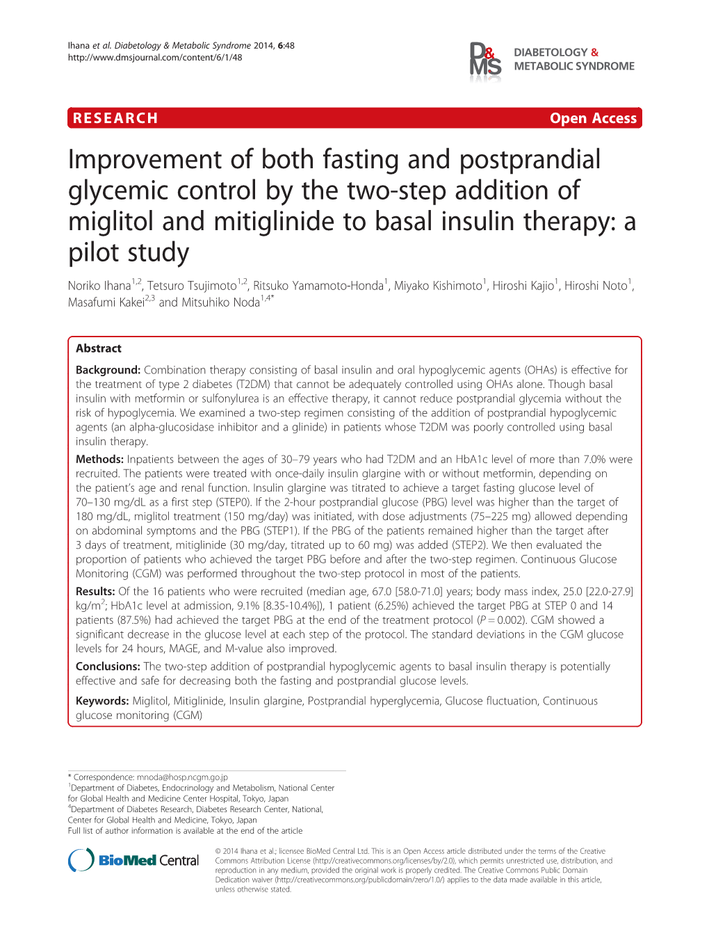 Improvement of Both Fasting and Postprandial Glycemic Control by The