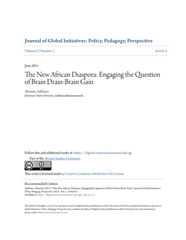 The New African Diaspora: Engaging the Question of Brain Drain-Brain Gain2