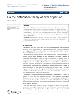 On the Distribution Theory of Over-Dispersion Evdokia Xekalaki