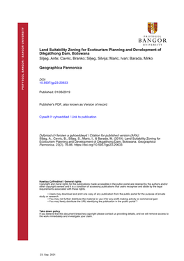 Land Suitability Zoning for Ecotourism Planning and Development Of