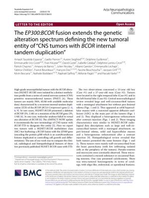 The EP300:BCOR Fusion Extends the Genetic Alteration Spectrum Defining
