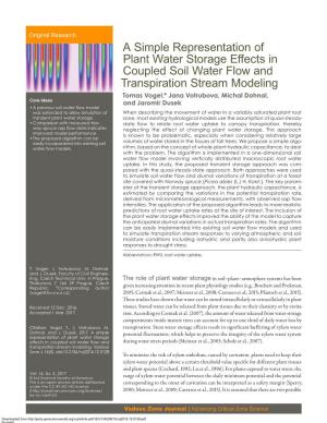 A Simple Representation of Plant Water Storage Effects in Coupled
