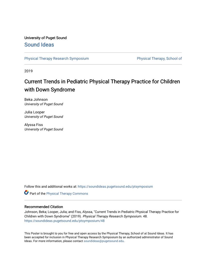 Current Trends in Pediatric Physical Therapy Practice for Children with Down Syndrome