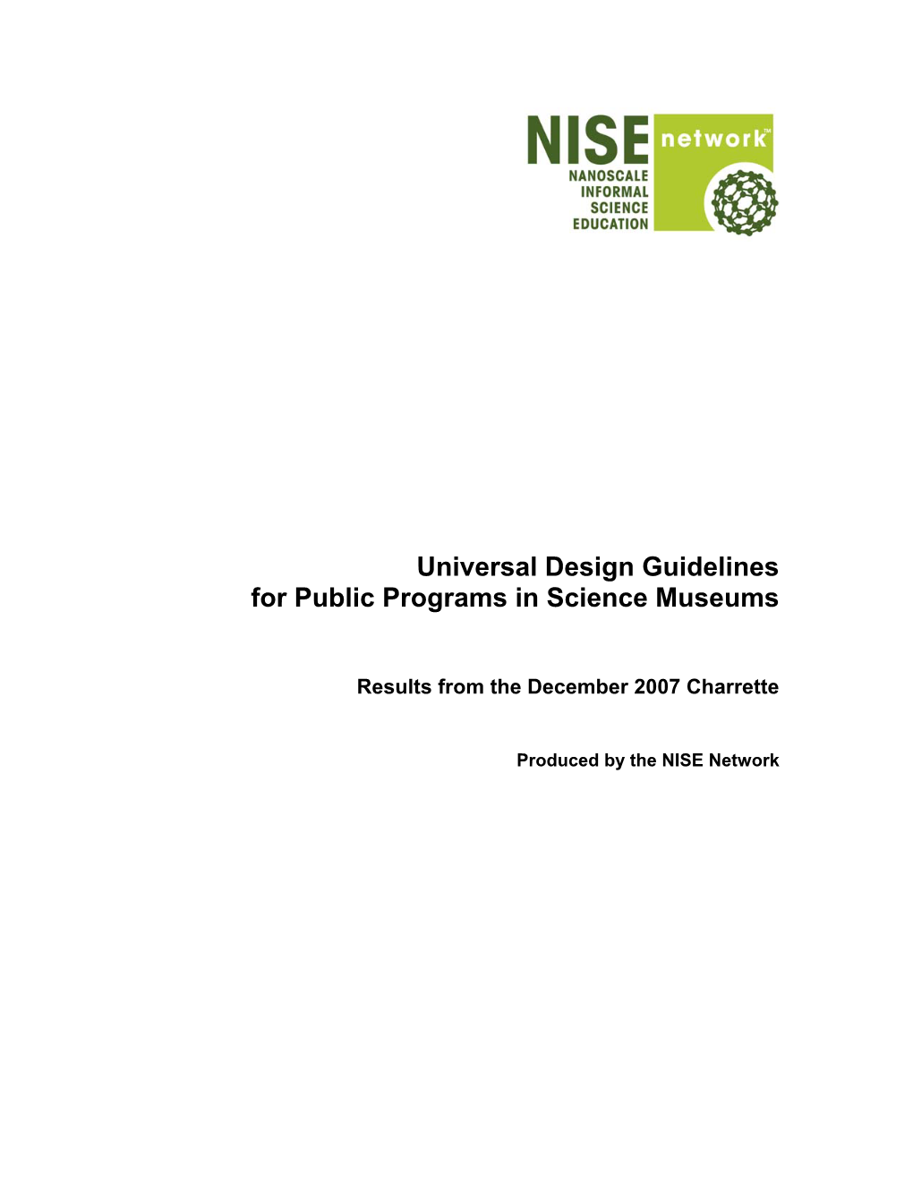 Universal Design Guidelines for Public Programs in Science Museums