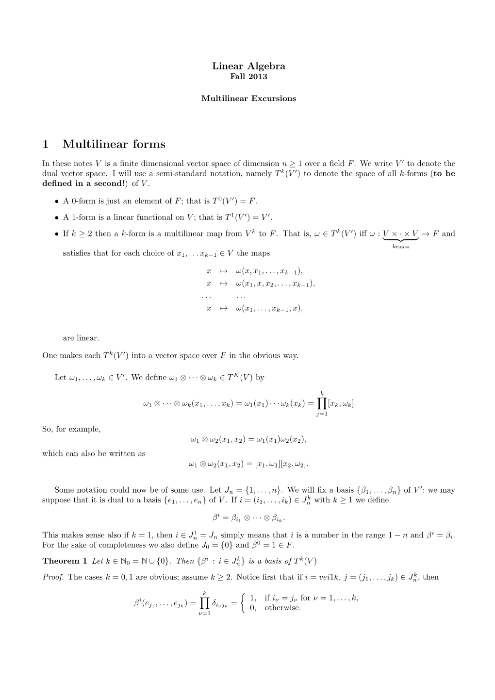 1 Multilinear Forms