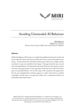 Avoiding Unintended AI Behaviors