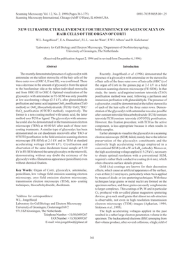 Pages 361-375) 0891-7035/98$5.00+.25 Scanning Microscopy International, Chicagofesem (AMF of O’Hare), the Glycocalyx IL 60666 in the USA Organ of Corti