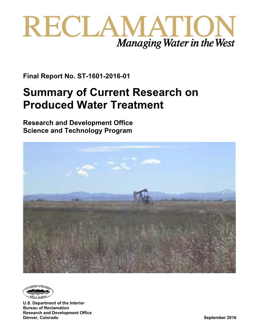 Summary of Current Research on Produced Water Treatment 5B