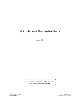 Wii Lotcheck Test Instructions