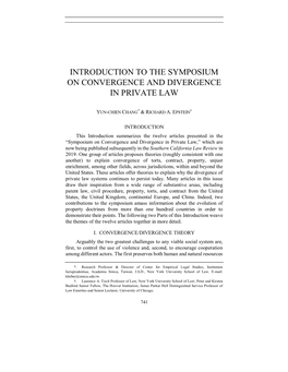Introduction to the Symposium on Convergence and Divergence in Private Law