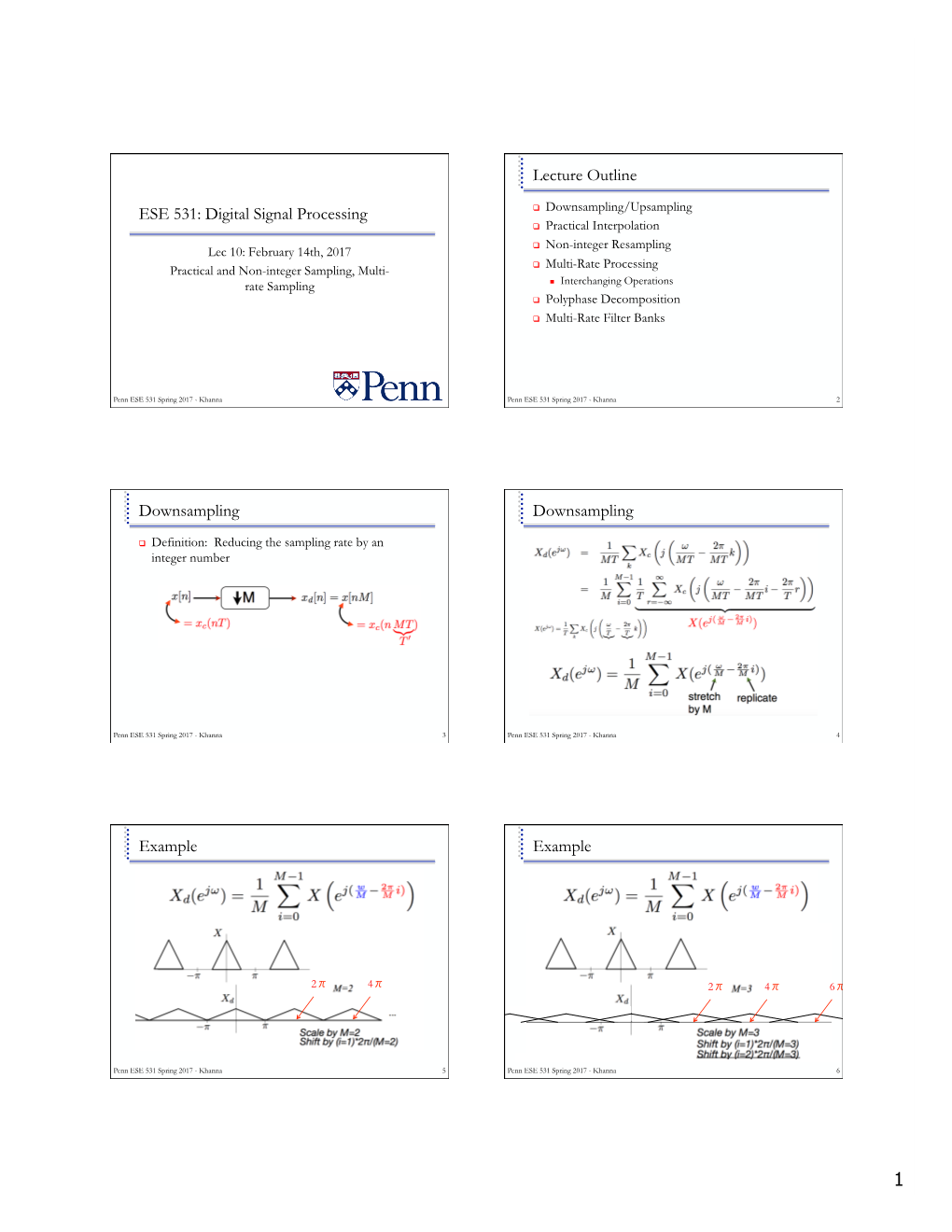 ESE 531: Digital Signal Processing Lecture Outline Downsampling