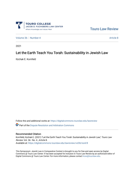 Sustainability in Jewish Law