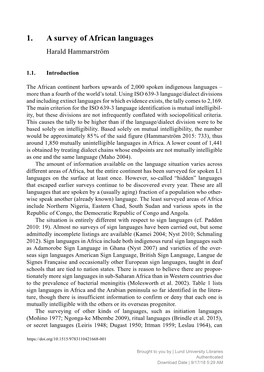 1. a Survey of African Languages Harald Hammarström