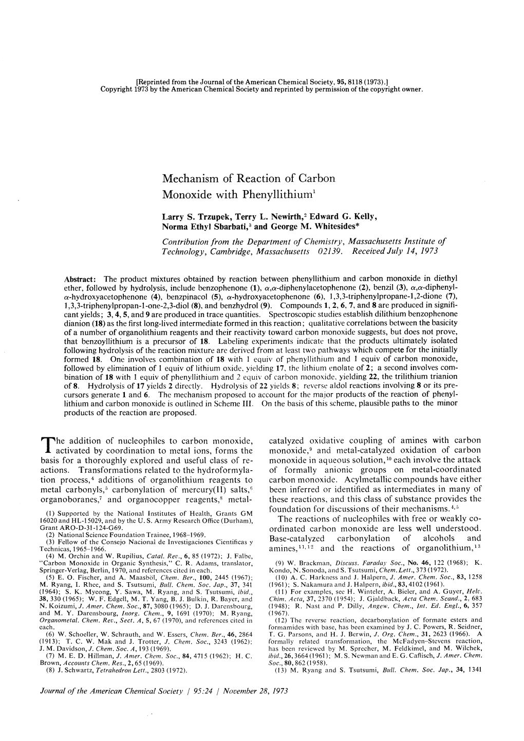 Mechanism of Reaction of Carbon Monoxide with Phenyllithium'