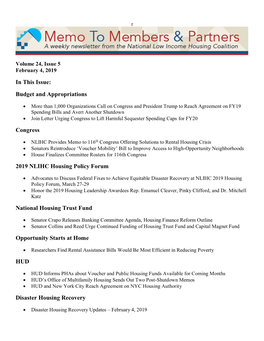 Budget and Appropriations Congress 2019 NLIHC Housing Policy Forum