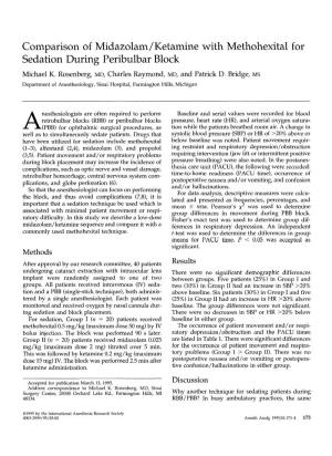 Comparison of Midazolam/Ketamine with Methohexital for Sedation