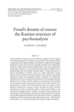 Freud's Dreams of Reason: the Kantian Structure of Psychoanalysis