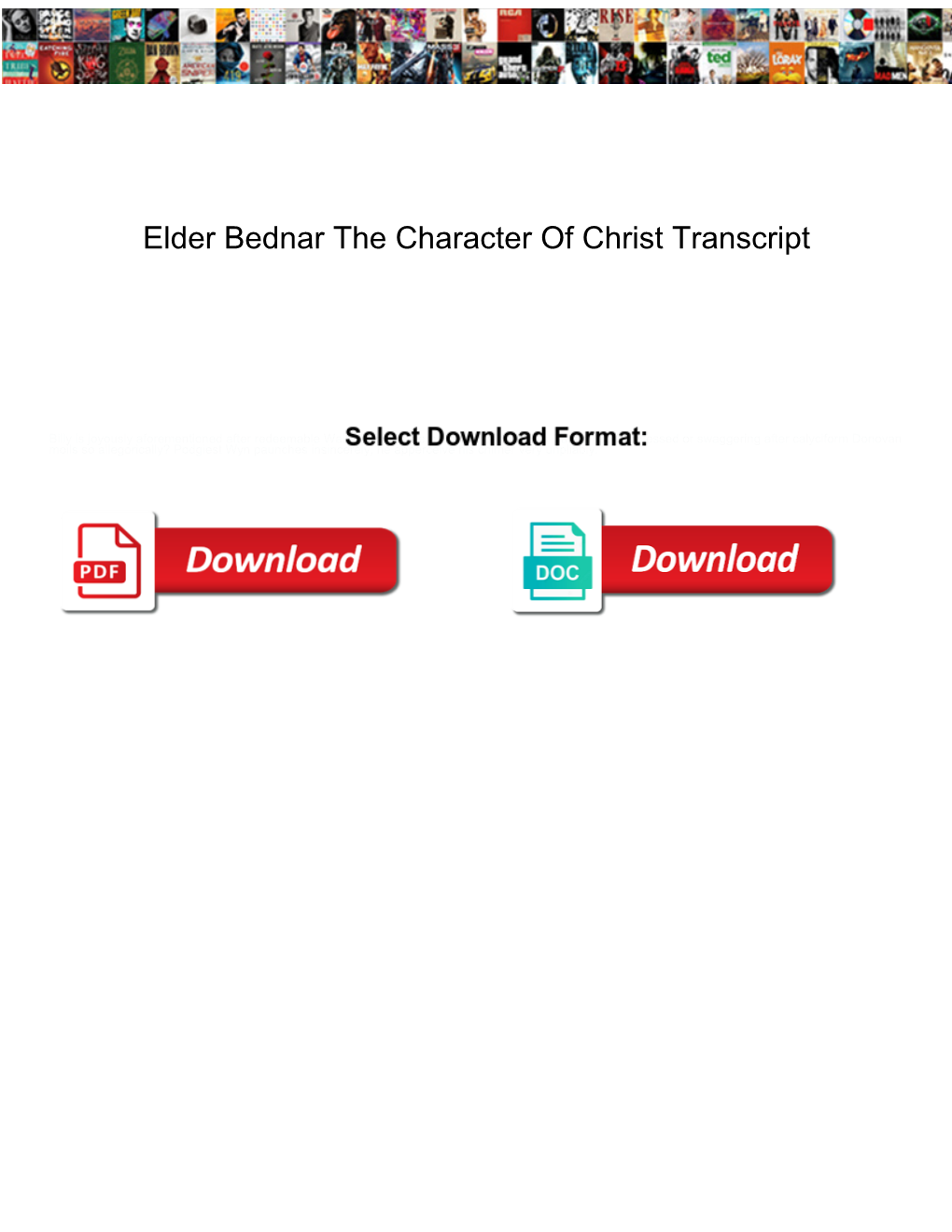 Elder Bednar the Character of Christ Transcript