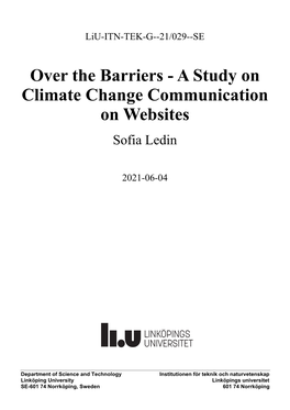A Study on Climate Change Communication on Websites Sofia Ledin