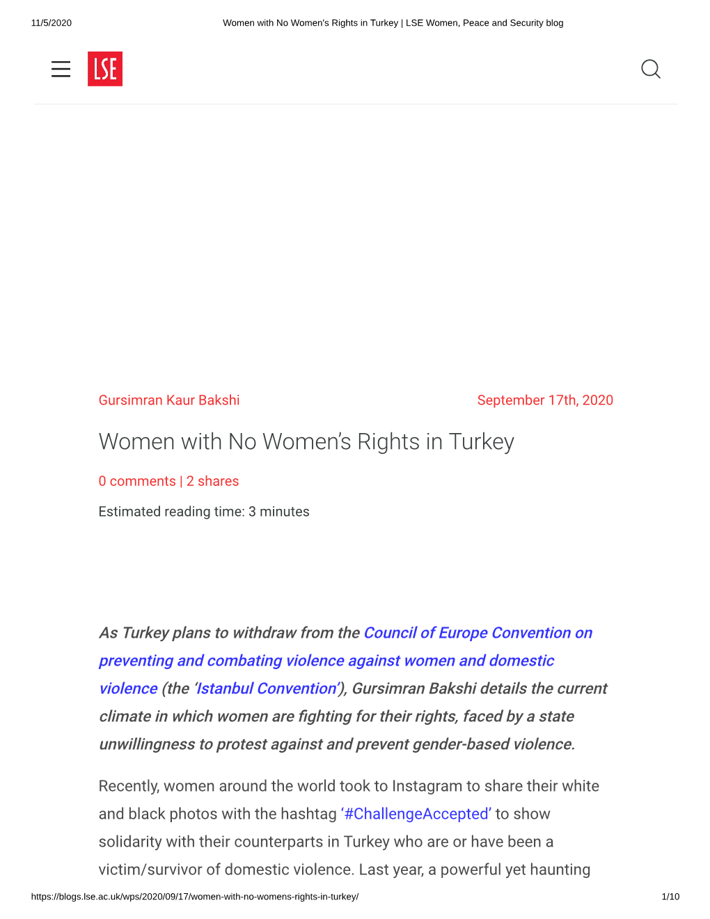 Women with No Women's Rights in Turkey | LSE Women, Peace and Security Blog