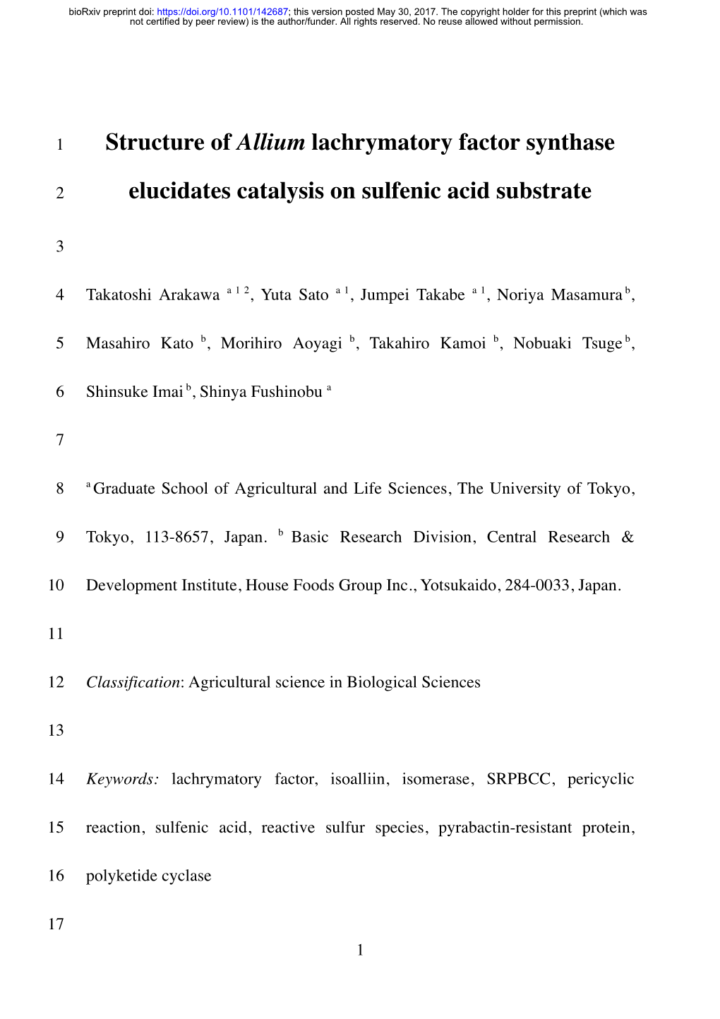 Structure of Allium Lachrymatory Factor Synthase Elucidates Catalysis On