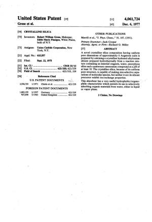 United States Patent (19) (11) 4,061,724 Grose Et Al