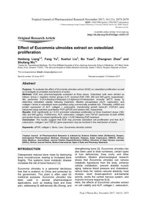 Effect of Eucommia Ulmoides Extract on Osteoblast Proliferation