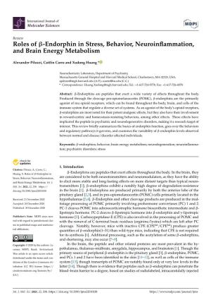 Endorphin in Stress, Behavior, Neuroinflammation, And