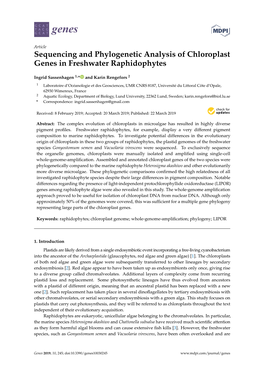 Sequencing and Phylogenetic Analysis of Chloroplast Genes in Freshwater Raphidophytes