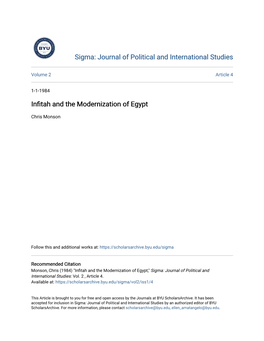 Infitah and the Modernization of Egypt," Sigma: Journal of Political and International Studies: Vol