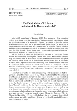 The Polish Vision of EU Future: Imitation of the Hungarian Model?