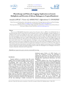 Implication on Genetic Multiplicity and Diversity of African Mahogany in Tropical Rainforest