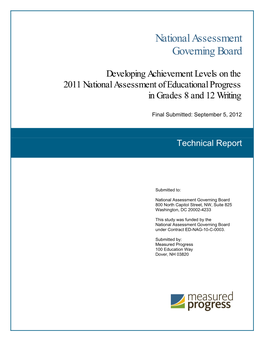 Developing Achievement Levels on the 2011 National Assessment of Educational Progress in Grades 8 and 12 Writing