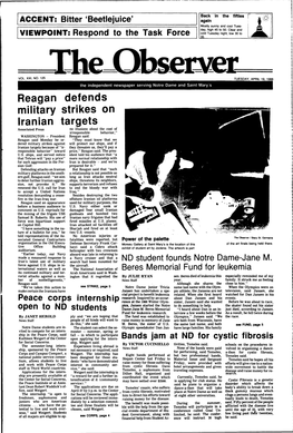 Reagan Defends Military Strikes on Iranian Targets Associated Press No Illusions About the Cost of Irresponsible Behavior," WASHINGTON -- President Reagan Said