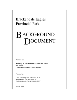 Brackendale Eagles Provincial Park BACKGROUND DOCUMENT