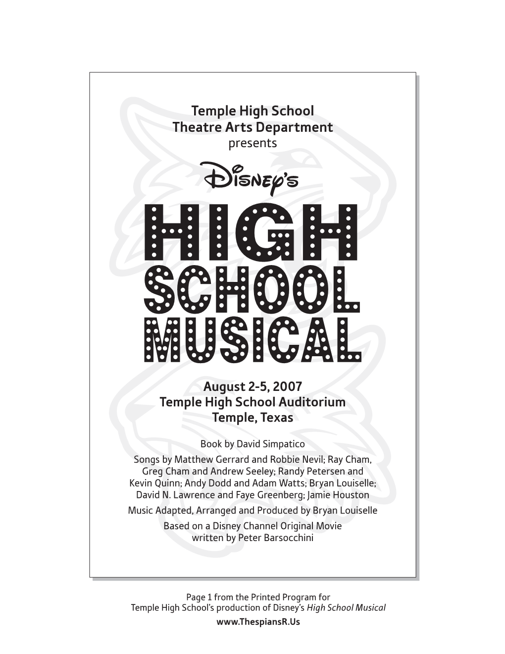 Temple High School Theatre Arts Department Presents