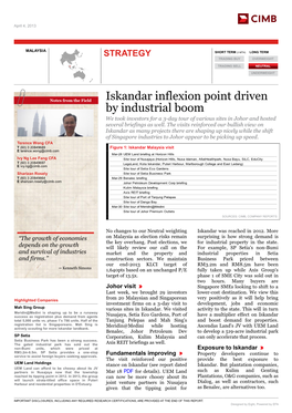 Iskandar Inflexion Point Driven by Industrial Boom