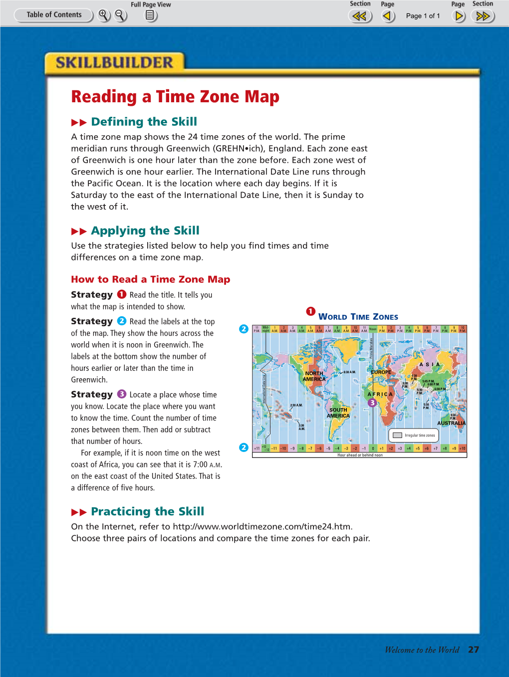 Reading a Time Zone Map