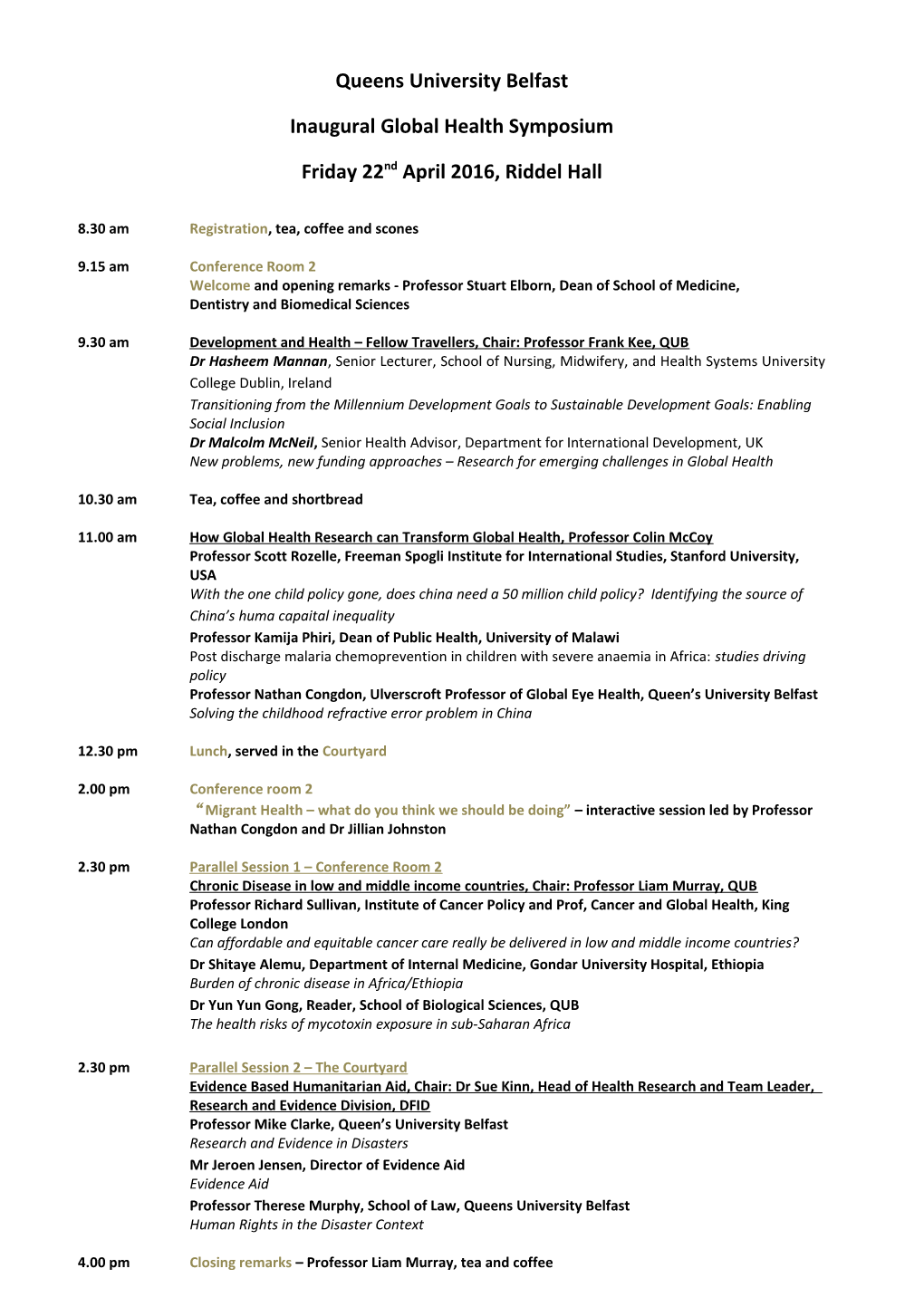 Inaugural Global Health Symposium