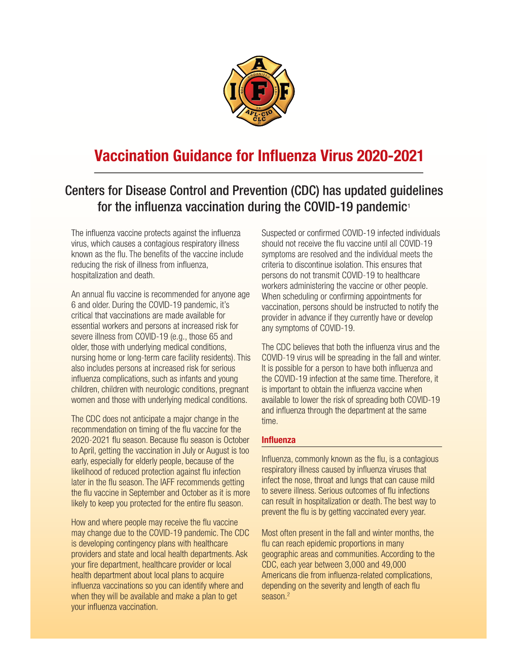 Vaccination Guidance for Influenza Virus 2020-2021