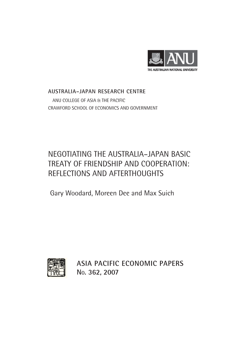Negotiating the Australia–Japan Basic Treaty of Friendship and Cooperation: Reflections and Afterthoughts