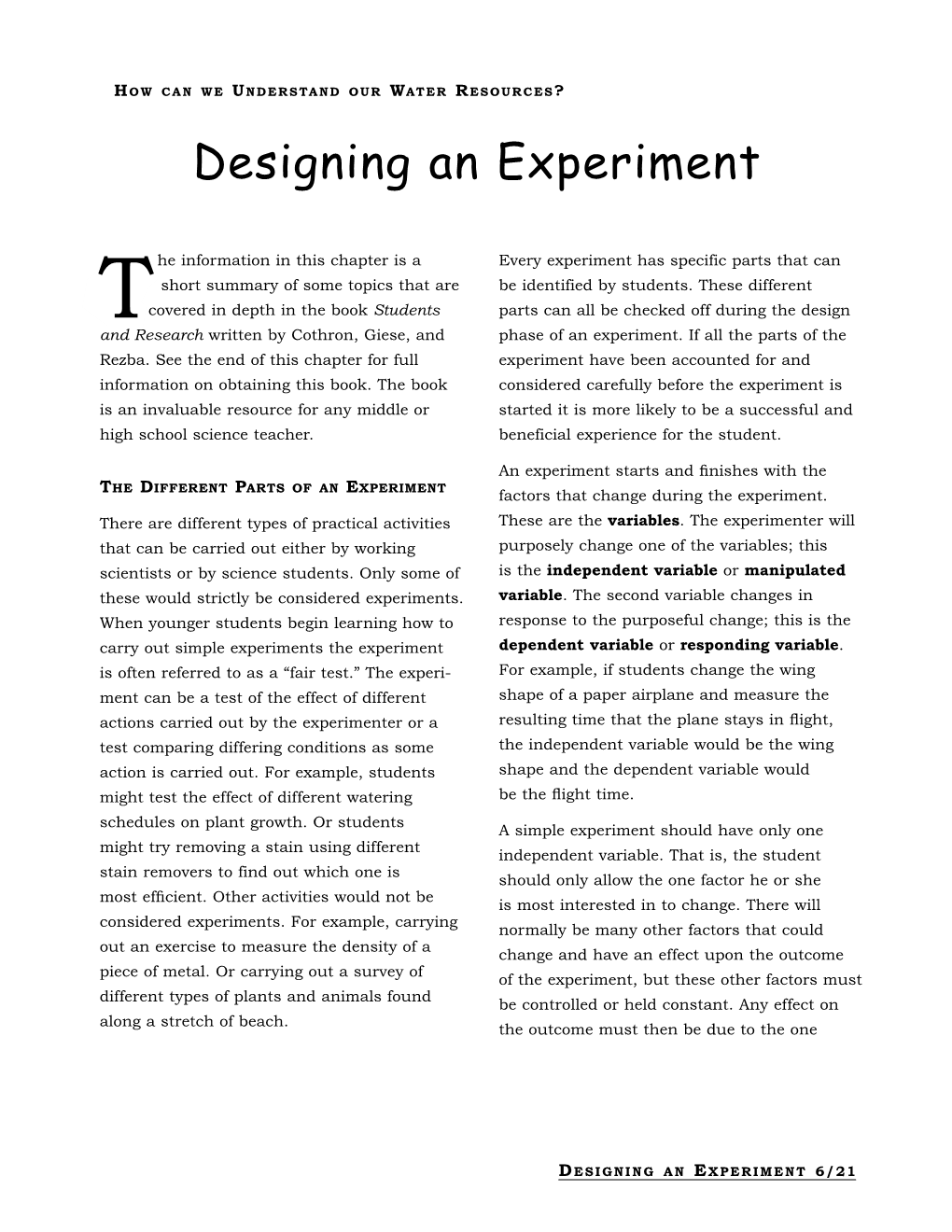 Designing an Experiment