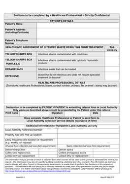 Healthcare Waste Collection Referral Form