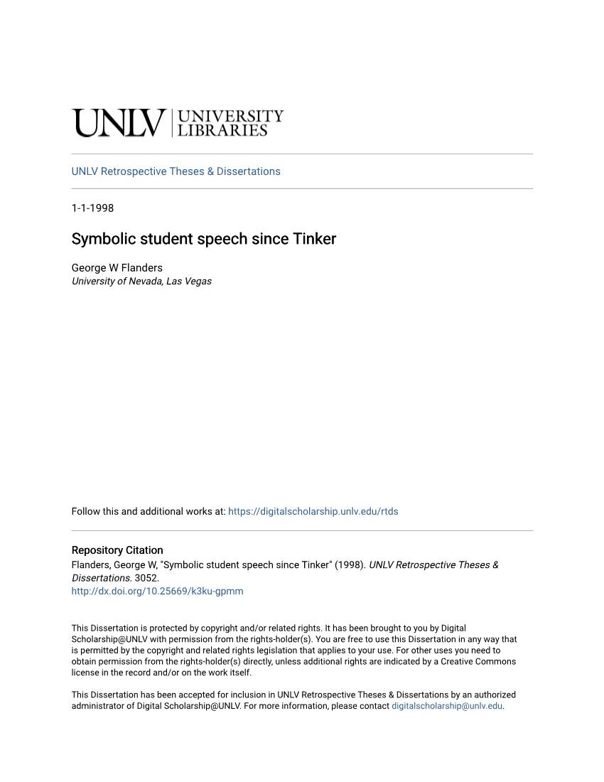Symbolic Student Speech Since Tinker