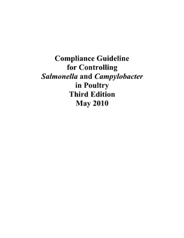 Compliance Guideline for Controlling Salmonella and Campylobacter in Poultry Third Edition May 2010