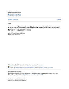 A New Age of Goddess Worship in New Wave Feminism : Witch Way Forward? : a Qualitative Study