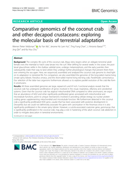 Comparative Genomics of the Coconut Crab and Other Decapod Crustaceans