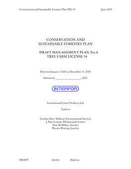 Conservation and Sustainable Forestry Plan TFL 54 June 2005