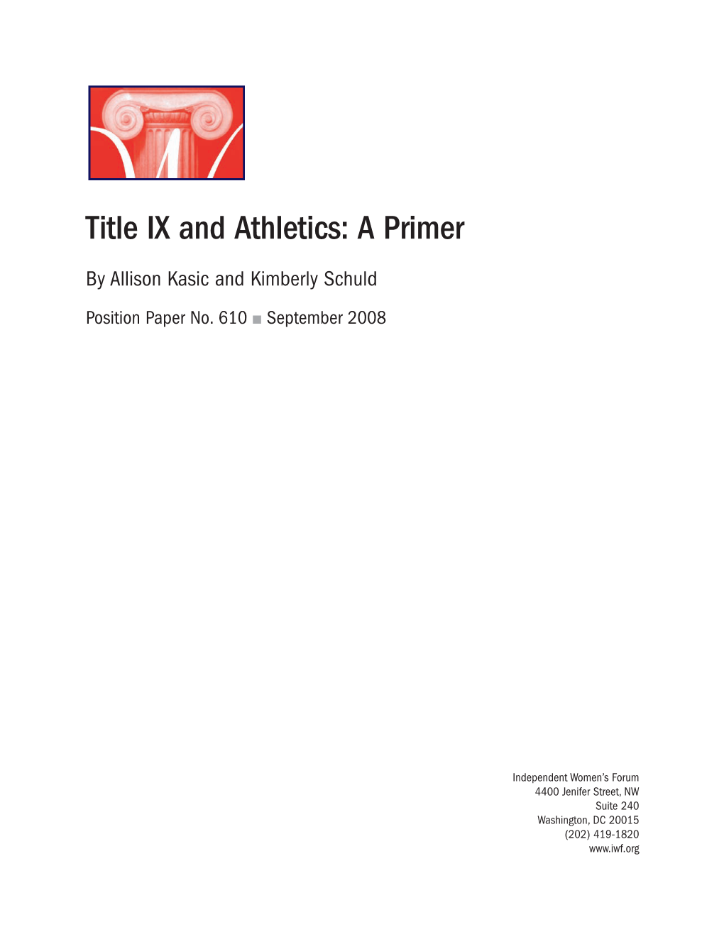 Title IX and Athletics: a Primer