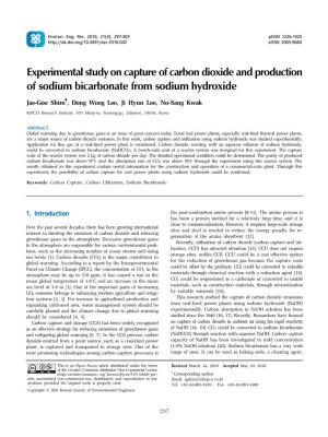 Experimental Study on Capture of Carbon Dioxide and Production of Sodium Bicarbonate from Sodium Hydroxide